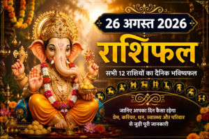 26 अगस्त 2026 का राशिफल, सभी 12 राशियों दैनिक भविष्यफल